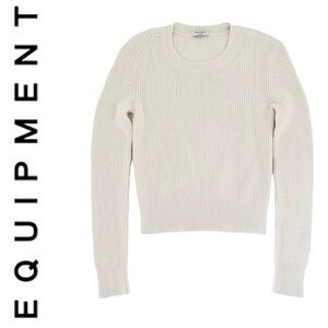 Equipment - size S- rib-knit cashmere & cotton crew neck pullover sweater ivory